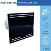 AirTech-UK 100mm (4 Inch) Black Glass Bathroom Extractor Fan with Humidistat & Timer – Silent Ventil