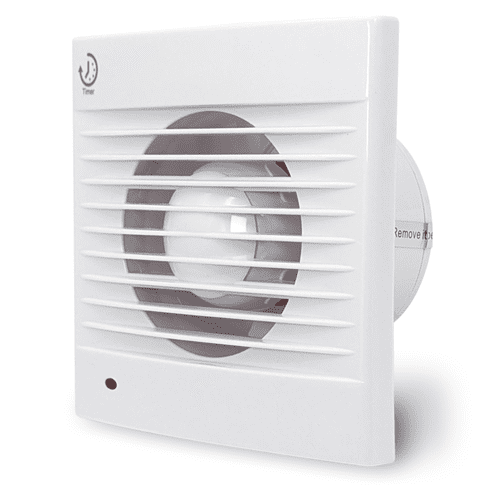 AirTech-UK 100mm Bathroom with Timer Extractor Fan – 4 Inch, 100m³/h, 40dB with Back Draught Shutter