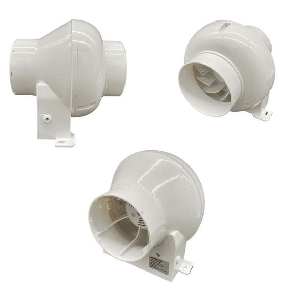 Centrifugal LED Light 4" Inline Bathroom Extractor Timer Fan Kit