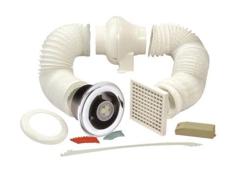 Centrifugal LED Light 4" Inline Bathroom Extractor Timer Fan Kit