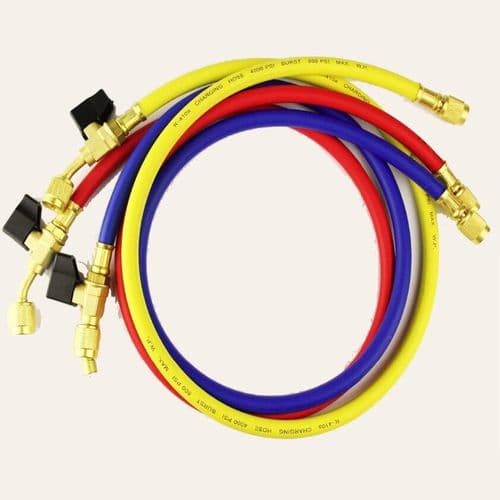 Charging Hose with shut off valve 1/4" SAE-F 1500 mm