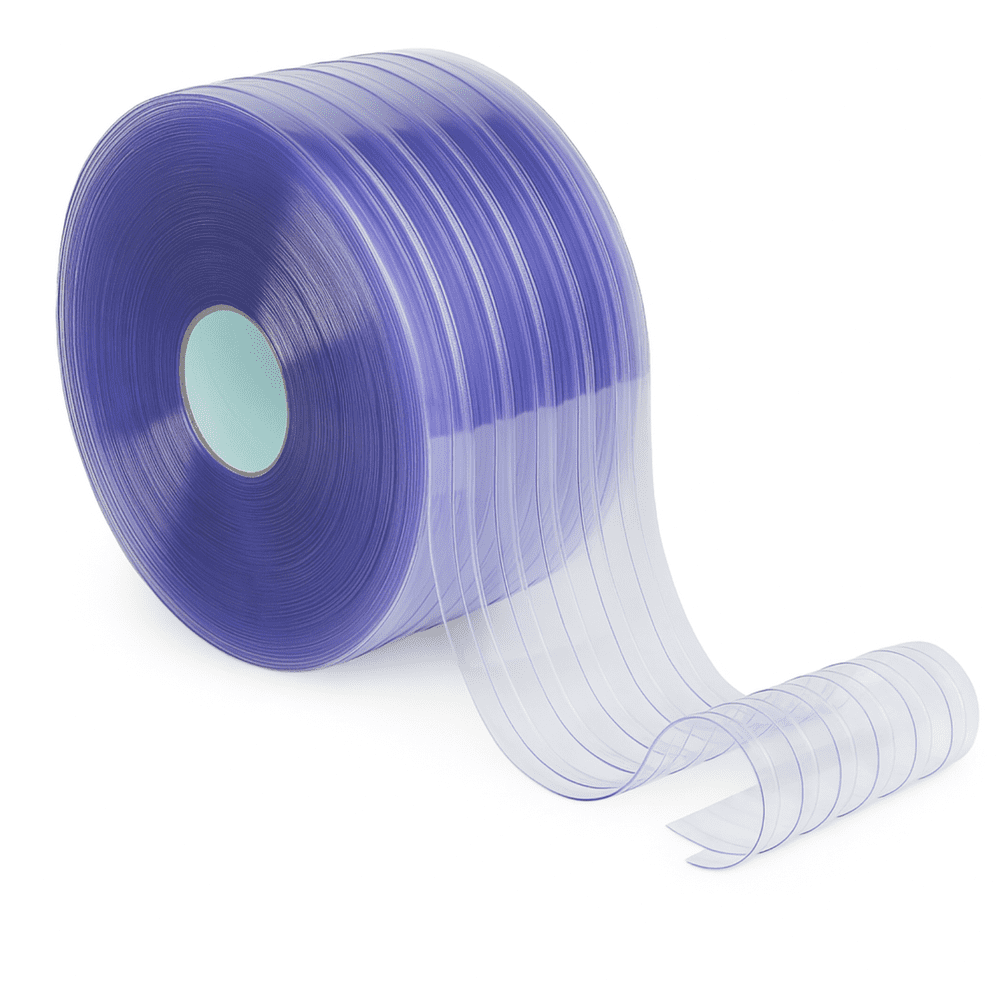 CLEAR FLEXIBLE PVC Ribbed Strip Curtain Roll 200mm, 300mm - (50M Roll)