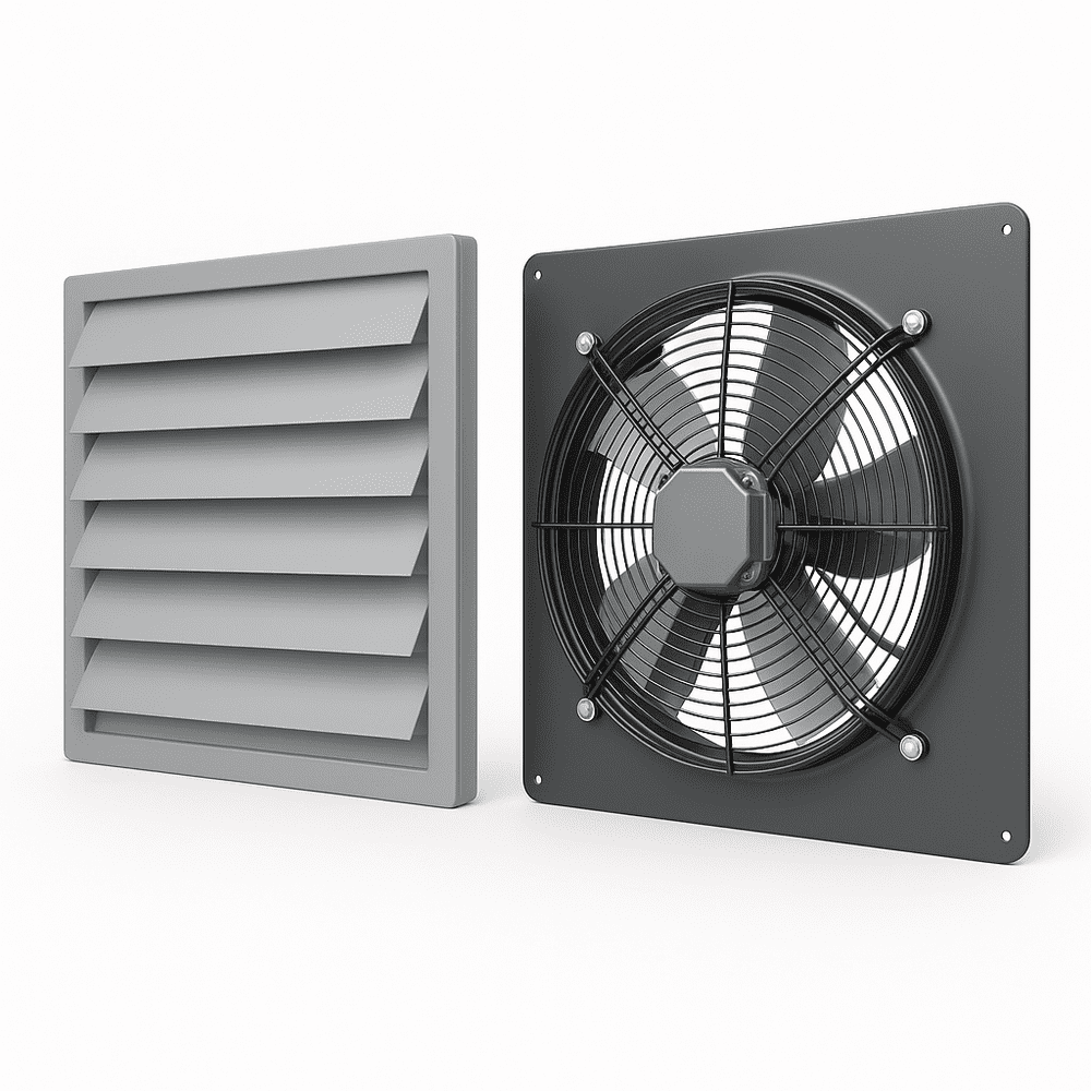 External Extractor Fan Commercial Extractor Fan & Gravity Grille Set Industrial Axial Plate ...