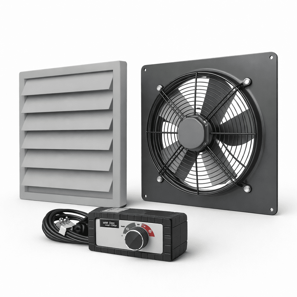 Commercial Extractor Fan & Gravity Grille Set with Plug in 2000w Fan ...