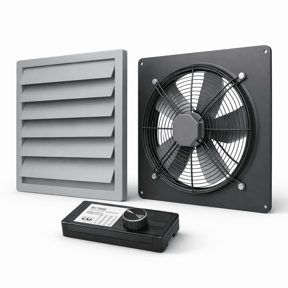 Commercial Industrial Extractor Fan & Gravity Grille Set with 2000W Fan ...