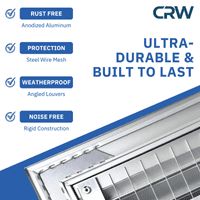 CRW Fixed Louvre Grilles, Aluminum with Screen - Anodized