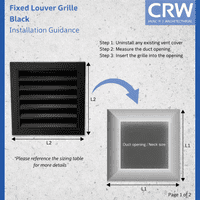 CRW Fixed Louvre Grilles, Aluminum with Screen - Anodized Aluminium Black Powder Coated