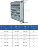 CRW Fixed Louvre Grilles, Aluminum with Screen - Anodized Aluminium Black Powder Coated