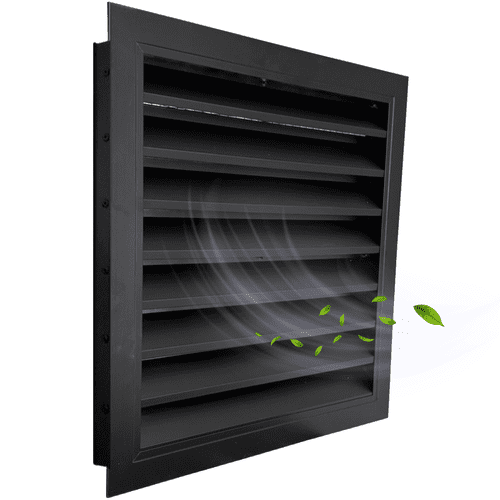 CRW Fixed Louvre Grilles, Aluminum with Screen - Anodized Aluminium Black Powder Coated