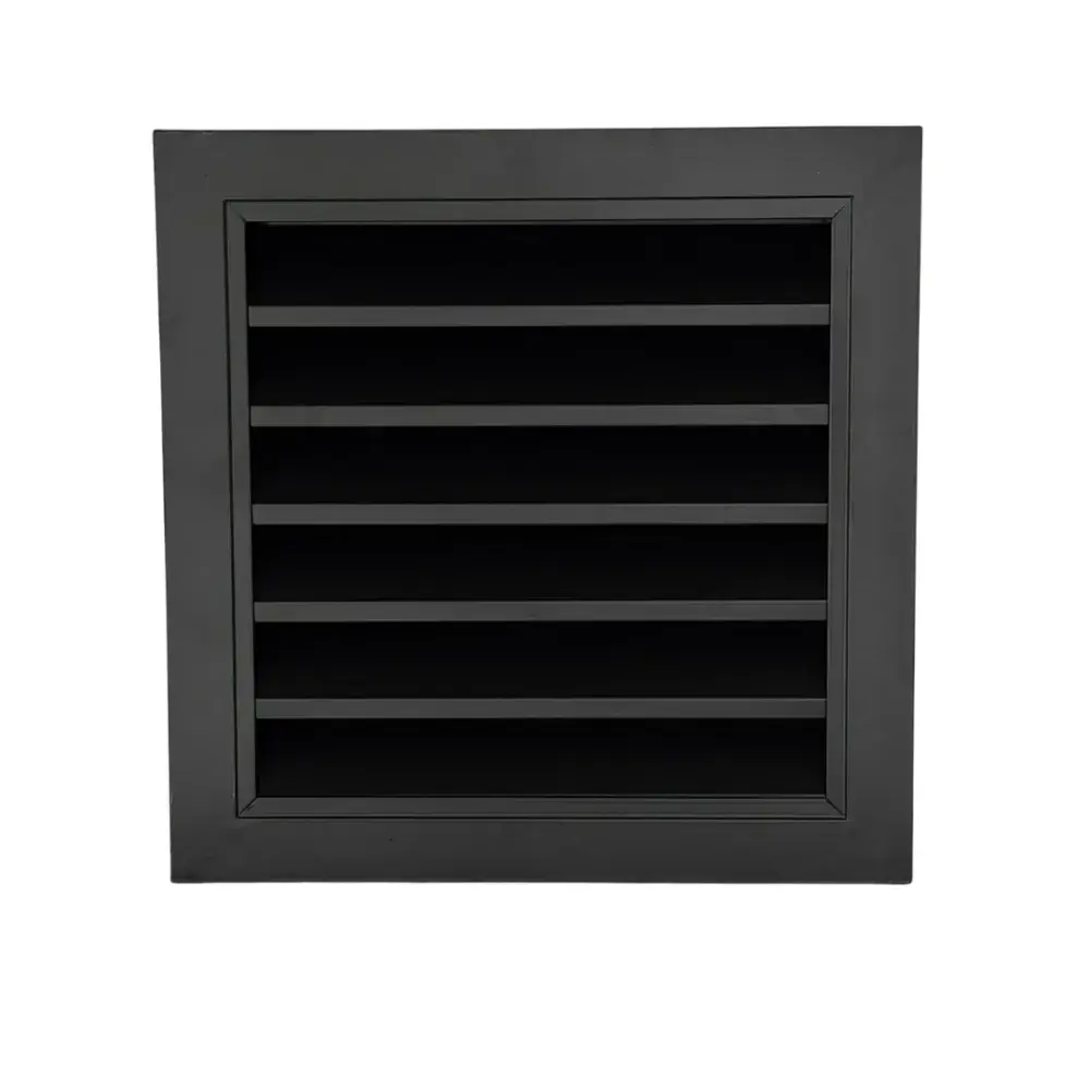 CRW Fixed Louvre Grilles, Aluminum with Screen - Anodized Aluminium Black Powder Coated