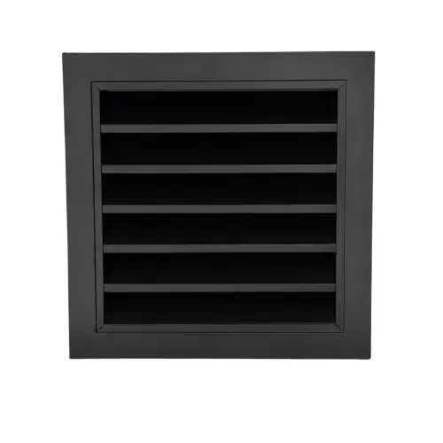 CRW Fixed Louvre Grilles, Aluminum with Screen - Anodized Aluminium Black Powder Coated