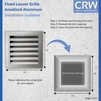 CRW Fixed Louvre Grilles, Aluminum with Screen - Anodized Aluminium Black Powder Coated