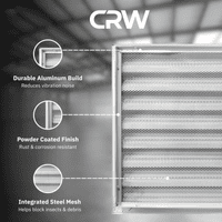 CRW Fixed Louvre Grilles, Aluminum with Screen - Black
