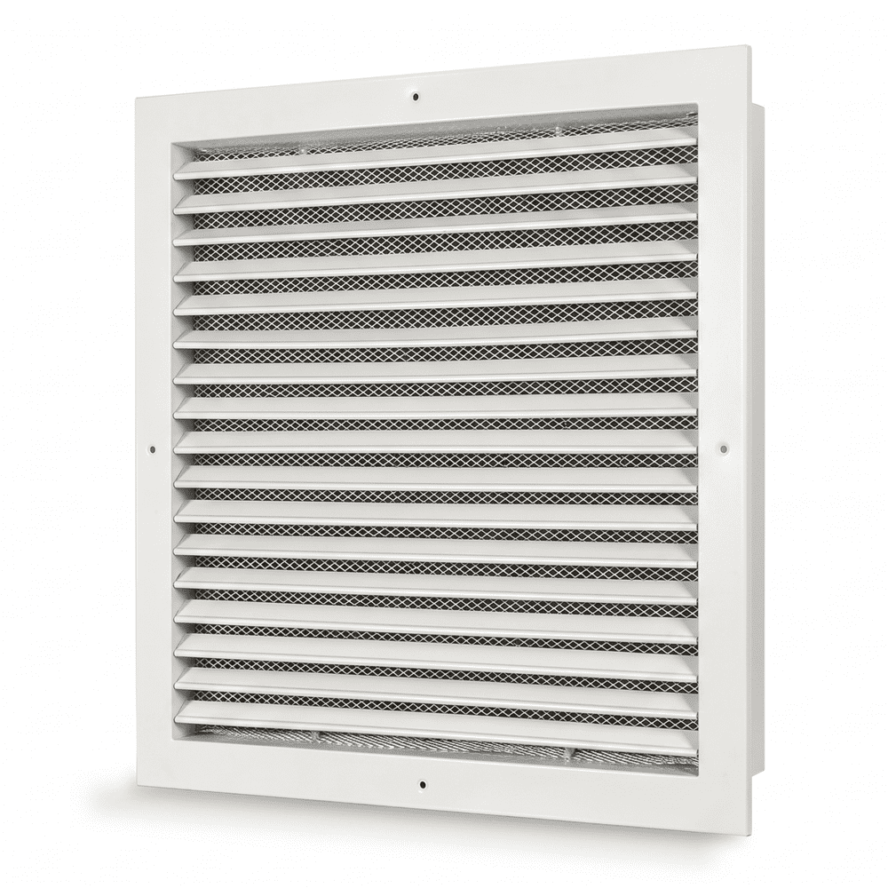 CRW Fixed Louvre Grilles, Aluminum with Screen - White Finish