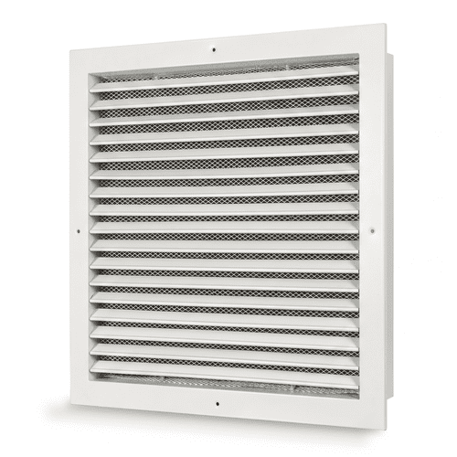 CRW Fixed Louvre Grilles, Aluminum with Screen - White Finish