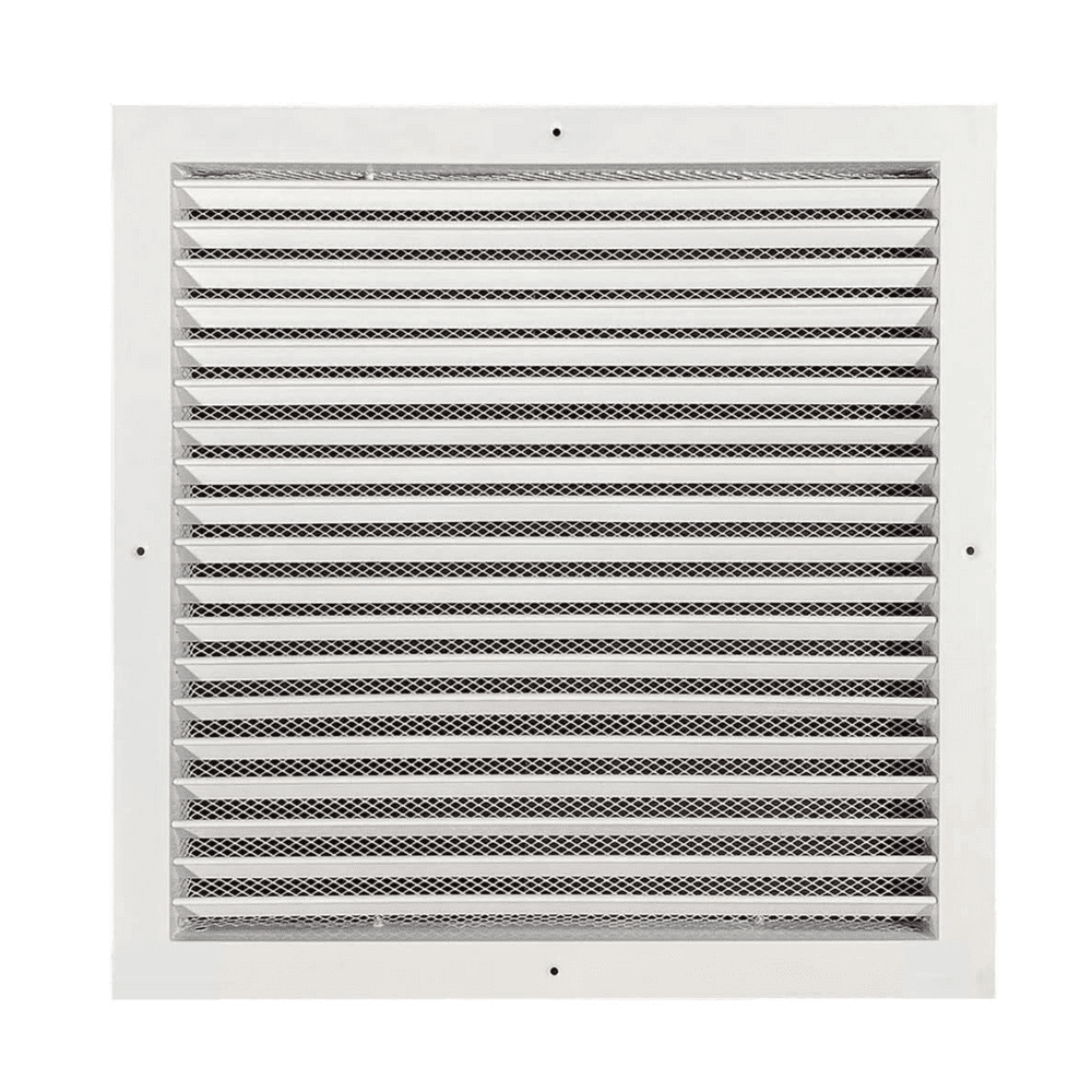 CRW Fixed Louvre Grilles, Aluminum with Screen - White Finish