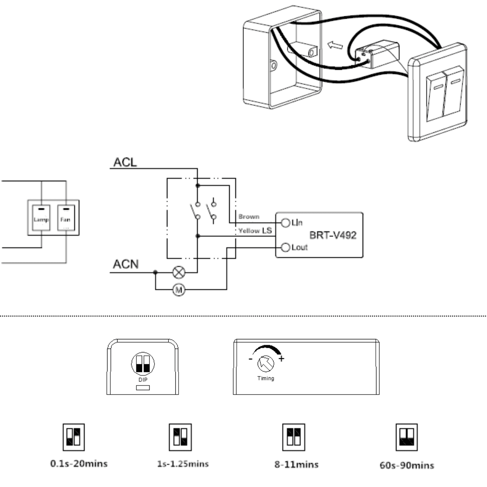 Interruttore Timer Elettronico BRT-V492 AirTech-UK Per Ventilatori E Luci - Ritardo E Spegnimento