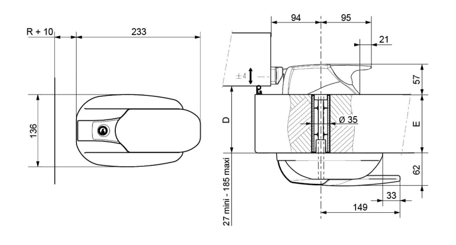 Kason 56 Coldroom Door Handle | Absolute Coldroom