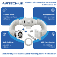 FlowMax Elite Bathroom Shower Extractor Fan Kit Dual Speed  with LED Light and Timer