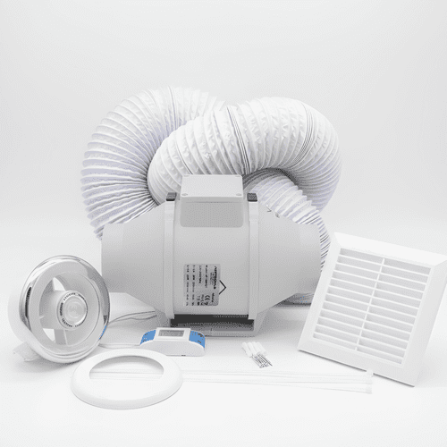 FlowMax Elite Bathroom Shower Extractor Fan Kit Dual Speed with LED Light and Timer