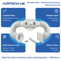 FlowMax Elite  Bathroom Shower Extractor Fan Kit Dual Speed with Timer