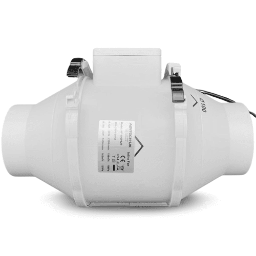 FlowMax Elite Inline Extractor Fan 100mm / 4 inches - Dual Speed Bathroom Extractor Fan with Timer