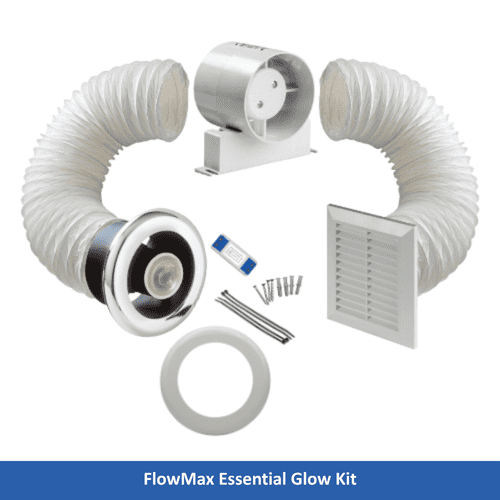 FlowMax Essential Bathroom Extractor Fan Kit Shower with LED Light and Timer