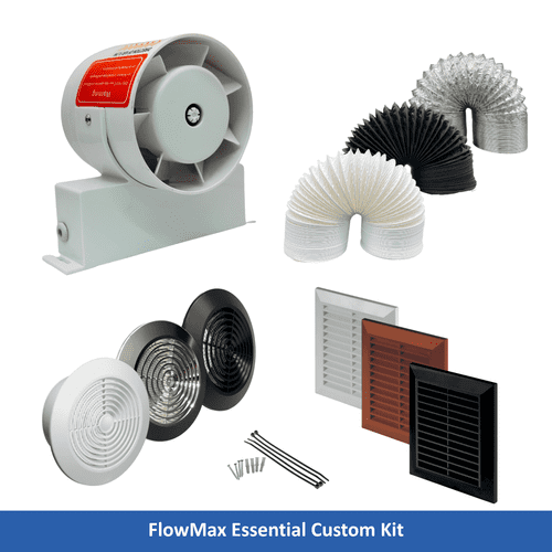 FlowMax Essential Bathroom Extractor Fan Kit Shower with Timer – Customisable Ventilation Solution