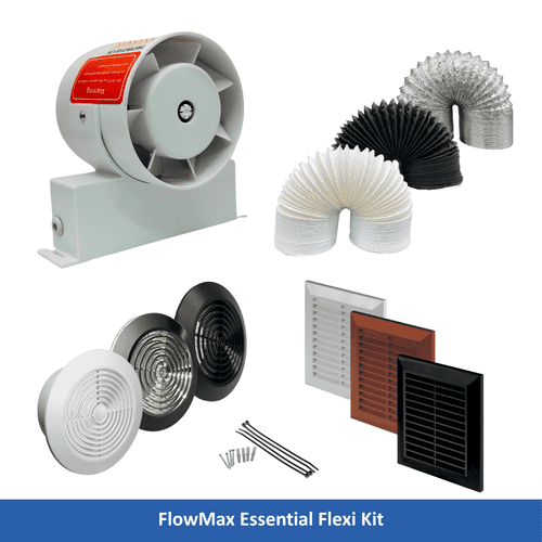 FlowMax Essential Custom Kit In-Line Shower Extractor Fan – Customisable Ventilation Solution