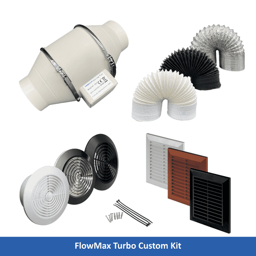 FlowMax Turbo - Bathroom Extractor Fan Kit –  Single Speed - Customizable Ventilation Solution