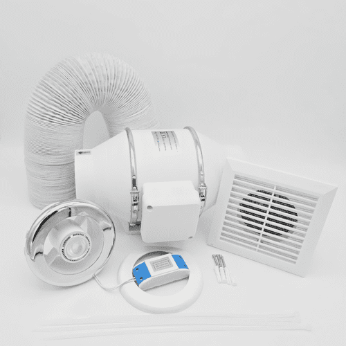 FlowMax Turbo Bathroom Extractor Fan Kit – Single Speed - LED Light - With or Without Timer