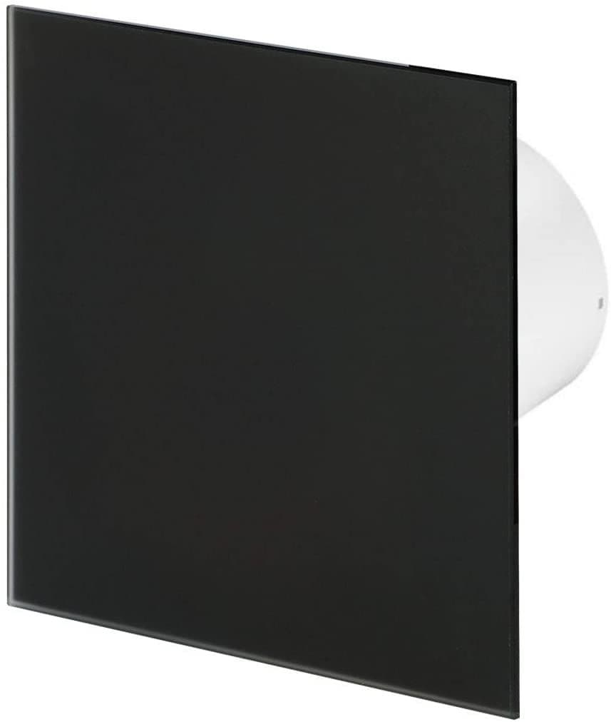 Silent Bathroom Extractor Fan Black Glass Front Panel 100mm / 4