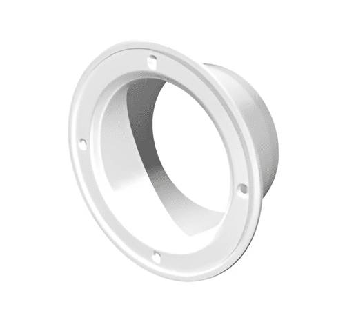 White Plastic Flange 5"/125mm - Versatile Wall or Ceiling Mounted Flange for HVAC Systems