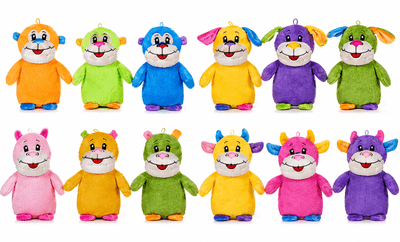 £2 Prize Every Time 6.5”/16cm Cow, Dog, Hippo & Monkey Plush Mix x 240 ( 49294X )