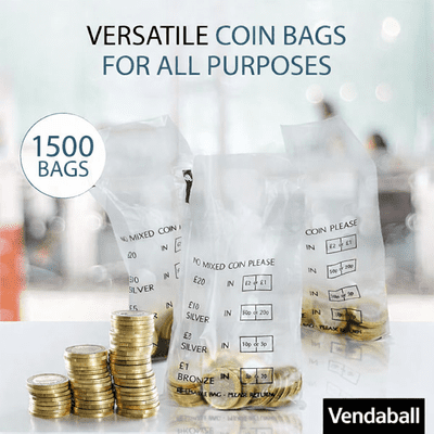 1500 Coin Bags – Strong, Clear & Versatile | Wholesale Vending Supplies