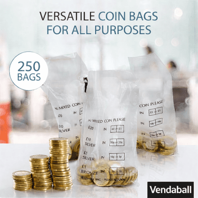 250 Coin Bags – Strong, Clear & Versatile | Wholesale Vending Supplies