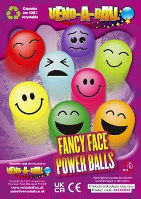 32mm Bouncy Balls x 100 Fancy Face