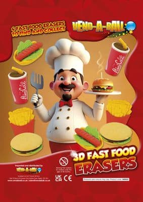 50mm Vending Capsules - 3D Fastfood Erasers x 100