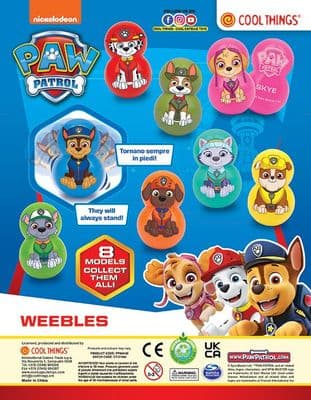 50mm Vending Capsules - Paw Patrol Weebles 2D Figurines x 100
