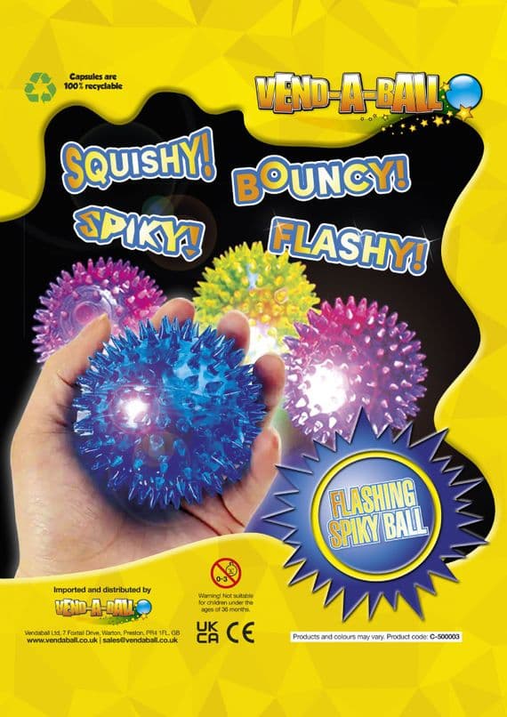 90mm Vending Capsules - Flashing Spiky Balls x 50