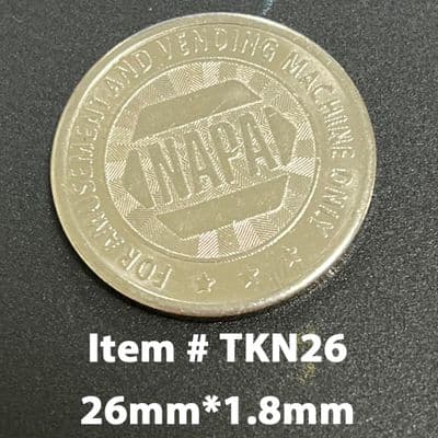 Vending Tokens 26mm x 1.8mm x 100