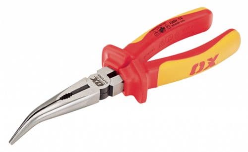 OX Pro VDE Bent Long Nose Pliers - 200mm (8")