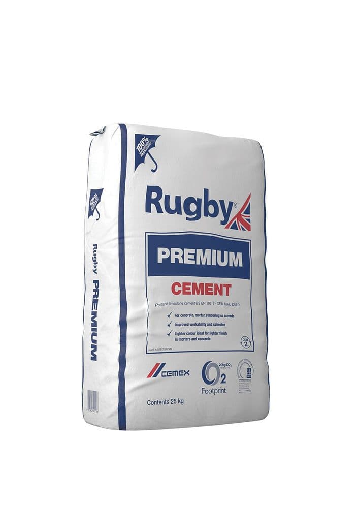 Rugby Premium Cement 25kg Plastic Bag