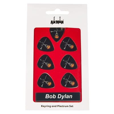 Bob Dylan Guitar Plectrum Gift Set |  6 Artist Plectrums | 1 Artist Keyring