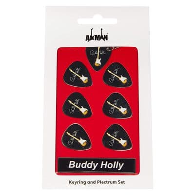 Buddy Holly Guitar Plectrum Gift Set |  6 Artist Plectrums | 1 Artist Keyring