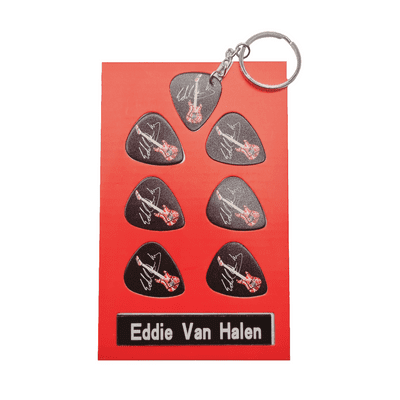Eddie Van Halen Guitar Plectrum Gift Set | 6 Artist Plectrums | 1 Artist Keyring