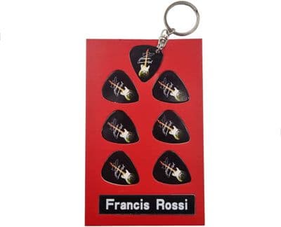 Francis Rossi Guitar Plectrum Gift Set | 6 Artist Plectrums | 1 Artist Keyring