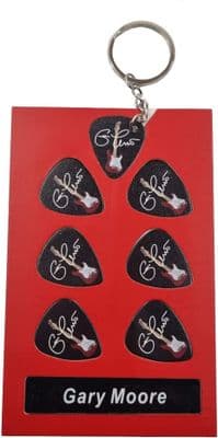Gary Moore Guitar Plectrum Gift Set | 6 Artist Plectrums | 1 Artist Keyring