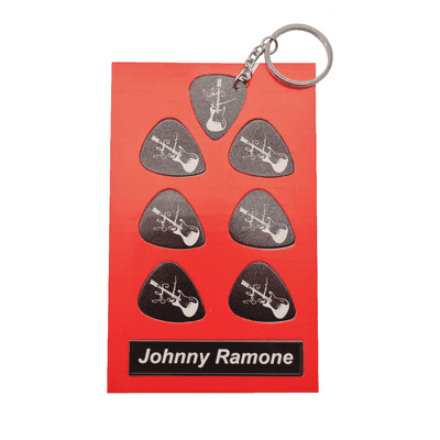 Johnny Ramone Guitar Plectrum Gift Set | 6 Artist Plectrums | 1 Artist Keyring