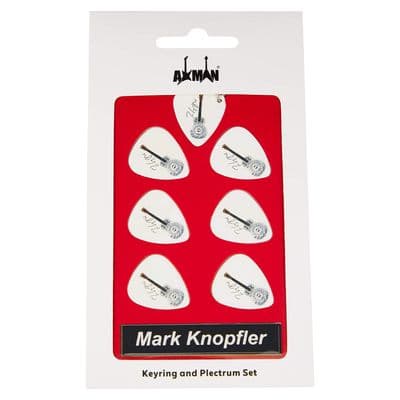 Mark Knopfler Guitar Plectrum Gift Set |  6 Artist Plectrums | 1 Artist Keyring